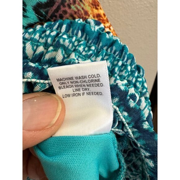 CB Women's Blue Blouse Size XL Short sleeve elastic Polyester - Picture 5 of 7